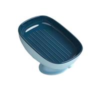 Fiocias Porte-savon Auto-drainant pour Savon Solide Boîte de Rangement sur Pied Support à Ventouse Large Plateau En Pp Facile à Installer Adapté pour Salle de, Bleu