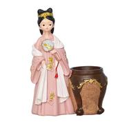 Fiocias Porte-stylo Figurine Beauté Ancienne Chinoise Pot à Crayons Résine Ornement Compact Organisateur Pinceaux Adapté Espace Étude Salon Cadeau, Rose