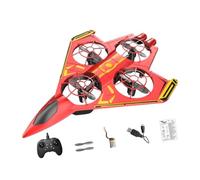 Fiocias RC Avion Télécommandé à Ailes Fixes Hélicoptère Jet de Chasse Lumière LED Multicolore Fonction Flip 360° Structure Compacte En PP Adapté pour Les Jeun, Rouge Jaune 1 Batterie