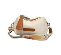 Fiocias Sac Bandoulière Femme Décontracté en Tissu Oxford, Léger et Imperméable, avec Petite Fermeture éclair, Idéal pour Les et Le Travail (23 Cm X 1, Beige Blanc