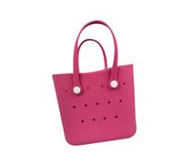 Fiocias Sac Plage Trous Panier Fourre-Tout Étanche Portable en EVA avec Robustes Adapté à Vacances D'Été Activités Plein Air Sorties Familiales, Rose Rouge