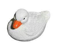 Fiocias Statue de Canard Flottant Sculpture Animale Canard Figurine Résine Décorative Étanche Ornement Unique Adapté pour Terrasse Pelouse Lac Jardin Bassin, Blanc