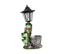 Fiocias Statue de Jardin, Sculpture en Résine, Figurine de Grenouille, Lanterne Solaire D'extérieur, Décoration de Patio et de Pelouse avec Lumière, 16 X 10 X 35 Cm