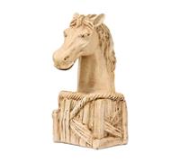 Fiocias Statue Tête de Cheval Ornement Résine Cheval Sculpture Art Cabinet Décoration Élégante Adaptée pour Bureau Étagère Cadeau d'Anniversaire, Imitation Bois