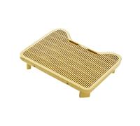 Fiocias Tapis de Litière pour Chat avec Couche Double Rampe d'Accès Lavable PP Antiéclaboussures Adapté à l'Intérieur Près de la Boîte à Litière, Jaune