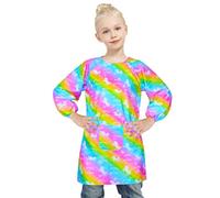 Fiodrimy Tablier de peinture licorne imperméable à manches longues avec poche pour enfants de 8 à 12 ans, taille L