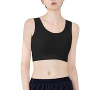 Fiohiros Maillot de poitrine pour transgenre FTM bande élastique col rond soutien-gorge de compression débardeur, Noir , 4XL