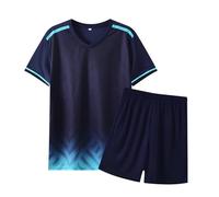 Fiohiros Set Sport Kinder, Vêtements Sportifs à Séchage Rapide pour Enfants, Ensemble de Maillot de Football, Tenue d'Entraînement (FR/ES, Âge, 10 Ans, 11 Ans, Taille Normale, Bleu)