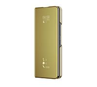 Fiokxie Coque Compatible pour Xiaomi Redmi 15C 4G Étui Housse Translucide Plating Standing Clear View Cover avec Support Fonction Flip Miroir Case 360 degrés Protection Antichoc Housse,Or