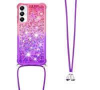 Fiokxie Coque Glitter Liquide pour Samsung Galaxy A05s avec Cordon Collier Réglable, Brillante Paillette Quicksands Case Housse, Silicone Antichoc Lanyard Protection Bumper pour Smartphone