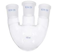 Fiole de Laboratoire à Trois Cols 100ml en Verre Borosilicaté | Flacon de Distillation, Fond Rond, pour Synthèse Organique et Montage sous Vide, Bouchons en Verre