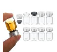 Fioles d'échantillon 5ml en verre borosilicate, Pack de 8 avec bouchon en caoutchouc butyle et capsules à sertir, pré-stérilisées(Transparent,5ML)