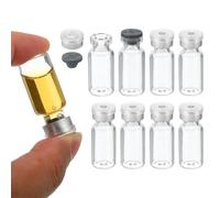 Fioles d'échantillon 5ml en verre borosilicate, Pack de 8 avec bouchon en caoutchouc butyle et capsules à sertir, pré-stérilisées(Transparent,3ml)