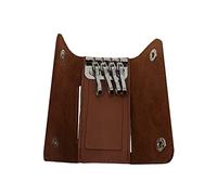 FIONCCI Porte-clés en cuir véritable avec fermoir pour homme et femme - Fabriqué à la main en Espagne avec cuir, 4 clés Camel, Taille Unique