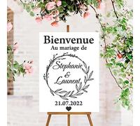 FIONEL Bienvenue Mariage Autocollant, Mariage Boheme, Stickers Personnalisable Date De Nom, Conseil De Mariage Français Panneau De Réception, Wedding Welcome Mirror, Plan De Table