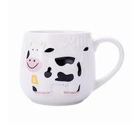 FIONEL Tasse à boisson Tasse en céramique en relief Vache Tasse en céramique résistante aux animaux de dessin animé Tasse en céramique avec poignée Une tasse de lait Chaque matin Tasse à thé au lait