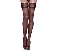 Fiore Bas à couture 30 den jarretière dentelle élastiquée - Autofixants (2, CAPPUCCINO)
