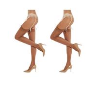 Fiore Bas nylon voile fin Justine 20 deniers pour Porte-Jarretelles (3, TAUPE) - lot de 2