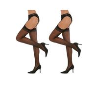 Fiore Bas nylon voile fin Justine 20 deniers pour Porte-Jarretelles (4, NOIR) - lot de 2