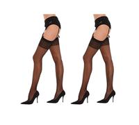 Fiore Bas pour Porte-Jarretelles avec Jarretière Sauvage Noir T5 Lot de 2