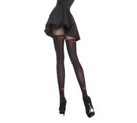 Fiore Collant 40 den avec couture rouge décorative, noir, taille 5