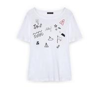 Fiorella Rubino - T-shirt en jersey avec broderies et petits écrits - Femme - Tops - Blanc - Taille: 42 FR