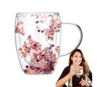 Fiori secchi tazze di - 5.12x4.33x3.35 pollici di di di con secco - Fiori isolati di tazze da caffè doppia parete | decorativi di caffè isolata 2 a strati