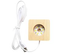 Fiorky 1. Base de lampe en bois certifié CE - Origine Chine - Dimensions: 8cm x 2cm - Diamètre intérieur de 3.3cm - Couleur bois naturel - Note: Une légère différence de couleur peut être observée