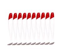 Fiorky 10 pièces ver Artificiel Swimbait 5.5/6.3/7 cm tête Rouge Corps Blanc Queue en T appât PVC Volant T Queue leurre de pêche pour Truite Bar (5.5 cm)