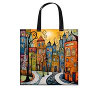 Fiorky 11CT Bâtiments colorés Point de croix Toile Sac fourre-tout Kit de broderie Sac personnalisé Kit de point d'aiguille à la main Sac cadeau pour les amis