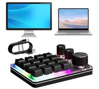 Fiorky 16 Touches Triple Bouton Macro de Clavier Macro programmable Type-C Type-C/Bluetooth Compatible Clavier de Clavier de Clavier LED Macro Keyboard pour Les Jeux d'ordinateur PC