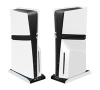 Fiorky 2pcs pour PS 5 Slim / PS 5 Pro RVB Base de Support de Refroidissement Vertical avec 3 Supports hôtes de Console USB léger Solder Vertical avec Un Ventilateur Refroidissement à 3 vites