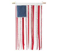 Fiorky 48in x 27 pouces patriotique Memorial Day décor rag Garland drapeau rustique Flag de jardin du jour de l'indépendance pour le quatrième juillet Memorial Day