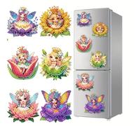 Fiorky 6 pièces aimants d'art diamant pour réfrigérateur diamant forme spéciale fleur filles diamant peinture aimants kits réfrigérateur diamant autocollants pour bricolage décorations