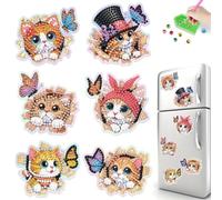 Fiorky 6 pièces aimants de peinture diamant printemps aimant d'art diamant animal art diamant aimant de réfrigérateur peinture diamant aimant de réfrigérateur autocollants peinture diamant