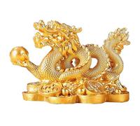 Fiorky Attirer la Richesse du Nouvel an Sculpture de Dragon Bonne Chance Figurine de Dragon Ornement Décoration de Bureau 2024 Figurines de Dragon Chinois (Or S)