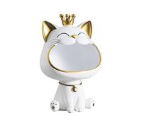 Fiorky Boîte de Rangement pour Chat à Grande Bouche, Statue de Chat Porte-Bonheur, décoration créative, Résine Blanc