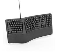 Fiorky Clavier Ergonomique divisé avec Repose-Poignet et Repose-Mains rembourrés, Clavier K9, Clavier Filaire USB, 110 Touches, Clavier divisé pour Ordinateur Portable, Frappe Naturelle