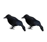 Fiorky Fausse Plume Artificielle de Corbeau d'halloween, décorations d'horreur, Oiseaux en Plastique et Plumes,Simulation d'halloween, modèle de Corbeau Noir pour extérieur et intérieur pour