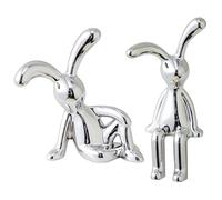 Fiorky Figurine de lapin centre de table, style moderne, sculpture de lapin de dessin animé, lapin assis en argent, décoration intérieure de voiture, personnalité, salle à manger, table de b