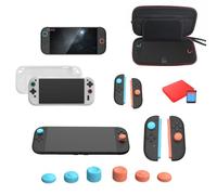 Fiorky Interrupteur Accessoires Bouclleur Interrupteur 2 Protectif Temperred Glass Écran Protecteur Grip Grip Pu Travel Pouch Card Carte de jeu Silicone Anti-Scratch Case