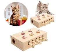 Fiorky Jouets pour Chat, Griffoir pour Chat en Carton Ondulé, Chats Whack A Mole Game Chat Pop Up Jouet 3/5 Trous Whack A Mole Chat Jouet Drôle en Bois Chasse Jouet Boîte Interactive Chats