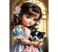 Fiorky Kit de peinture diamant 5D à faire soi-même avec perceuse ronde complète - Kit de peinture diamant Lolita petite fille - Art diamant princesse - Art cristal pour la décoration de