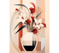 Fiorky Kit de peinture diamant 5D avec fleurs géométriques pour adultes, à faire soi-même, perceuse ronde complète, peinture diamant, fleurs géométriques,kits d'art,artisanat pour décoration