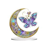 Fiorky Kit de peinture diamant double face en forme spéciale de libellule et de lune pour décoration de table, kit d'ornements de peinture diamant pour la maison, le bureau