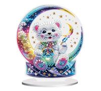 Fiorky Kit de peinture diamant ours et lune en acrylique 5D à faire soi-même, décorations de table, peinture diamant, décorations de bureau pour la maison, le bureau, la décoration de bureau