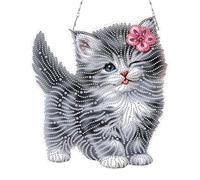 Fiorky Kits de Peinture Diamant DIY for Numéros pour Adultes, Mignon Chat 5D DIY Peinture Diamant Points Pendentif Strass Art Diamant Pendentifs Kit DIY Art Diamant Pendentif pour Décoration