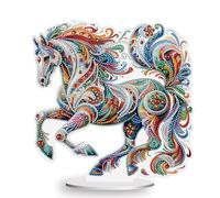 Fiorky Magnifique peinture diamant en forme de cheval - Forme spéciale ronde 5D - Décoration de table en acrylique pour bureau