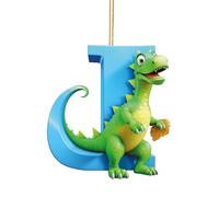 Fiorky Pendentif dinosaure de Noël - Décoration d'arbre de Noël - Figurines de dinosaure en acrylique - Cadeau à suspendre avec corde à suspendre - Forme de lettre de dinosaure - Ornement