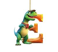 Fiorky Pendentif dinosaure de Noël - Décoration d'arbre de Noël - Figurines de dinosaure en acrylique - Cadeau à suspendre avec corde à suspendre - Forme de lettre de dinosaure - Ornement